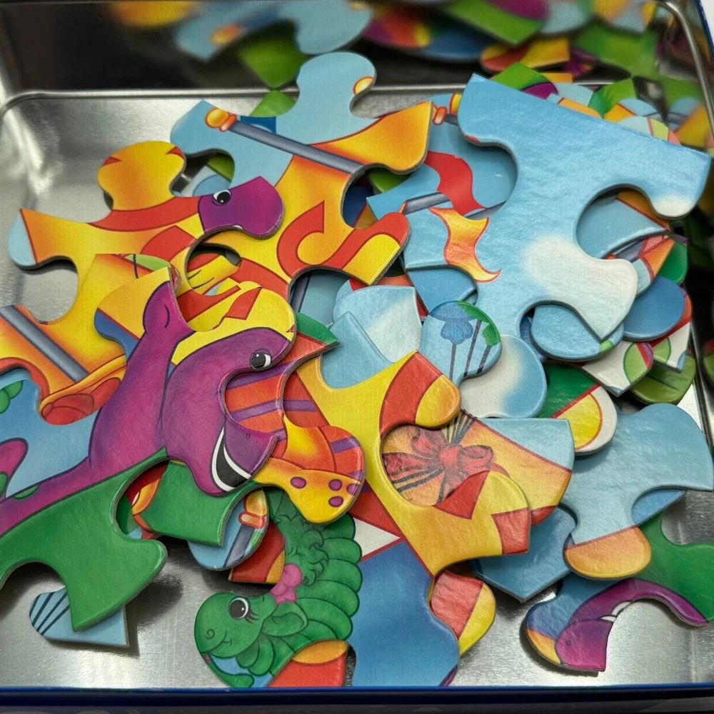 Milton Bradley Barney Circus Puzzle Kids 24pc Tin 1998 Great Adventure Movie